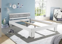 Futonbett Lyon weiß Beton Optik Liegefläche B/L: ca. 140x200 cm
