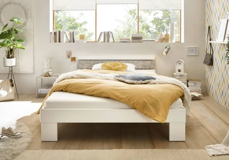 Futonbett Lyon weiß Beton Optik Liegefläche B/L: ca. 140x200 cm