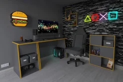 Gaming-Schreibtisch anthrazit orange B/H/T: ca. 117x93x50 cm