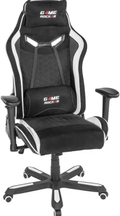 Gaming-Sessel Game-Rocker schwarz weiß Kunstleder Microfaser