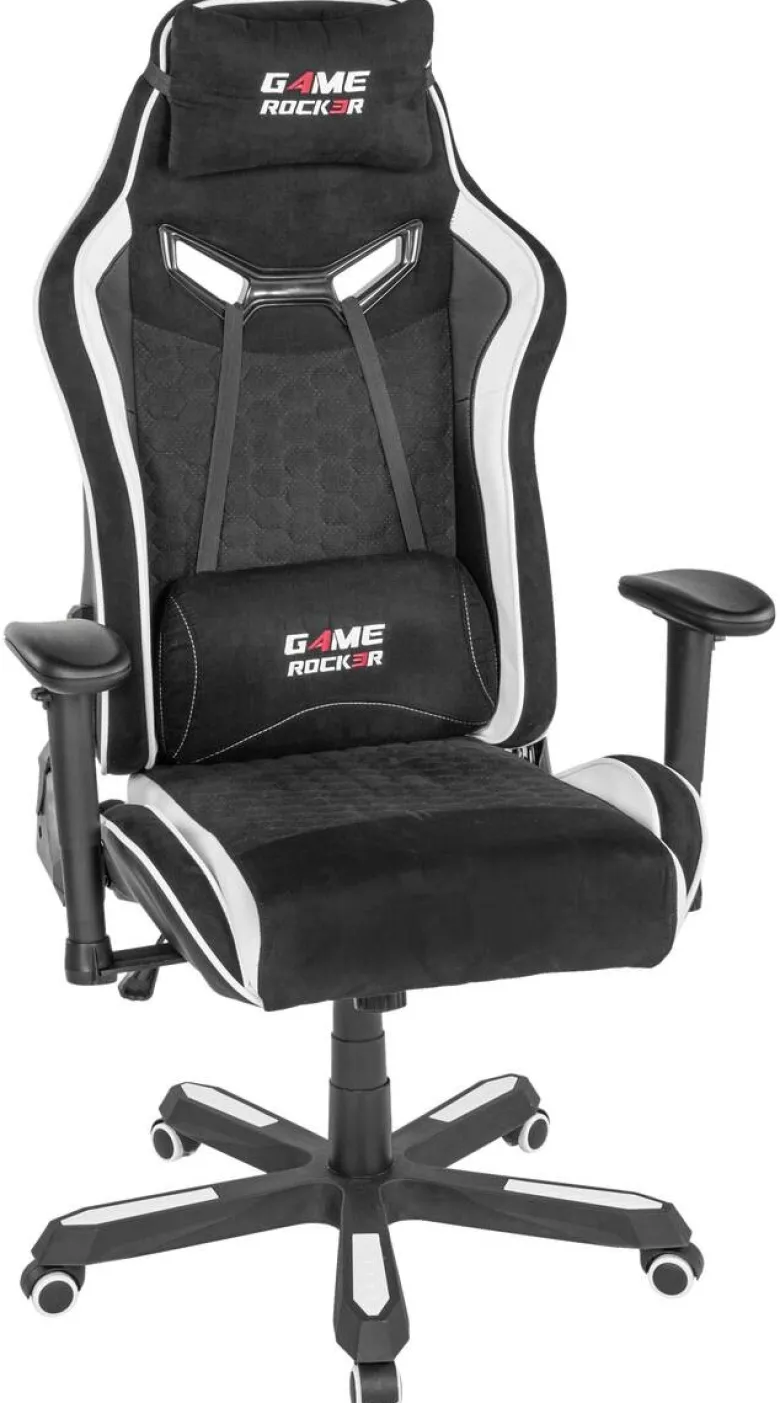 Gaming-Sessel Game-Rocker schwarz weiß Kunstleder Microfaser