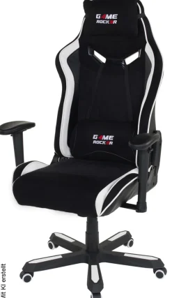 Gaming-Sessel Game-Rocker schwarz weiß Kunstleder Microfaser
