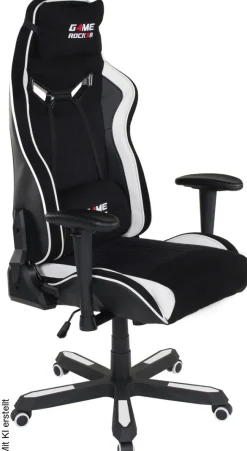 Gaming-Sessel Game-Rocker schwarz weiß Kunstleder Microfaser