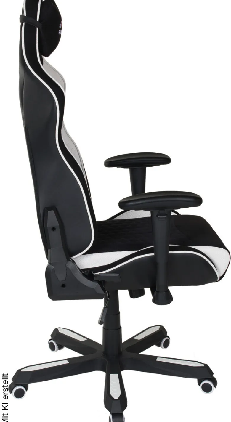 Gaming-Sessel Game-Rocker schwarz weiß Kunstleder Microfaser