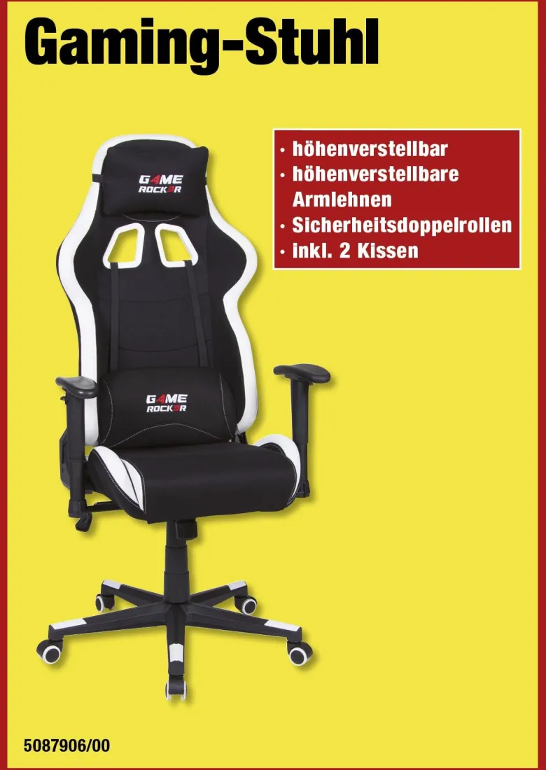 Gaming-Sessel Game Rocker schwarz weiß
