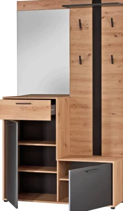 Garderobe Borneo Eiche Artisan Nachbildung anthrazit B/H/T: ca. 112x197x35 cm