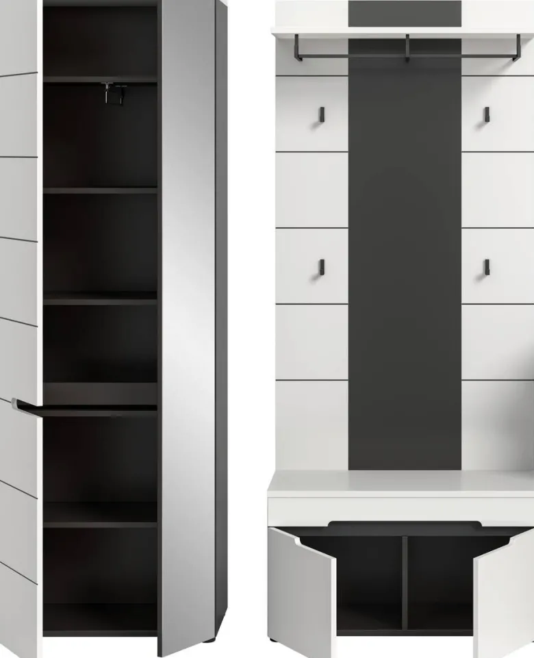 Garderobe Canu basaltgrau Nachbildung weiß B/H/T: ca. 160x190x37 cm