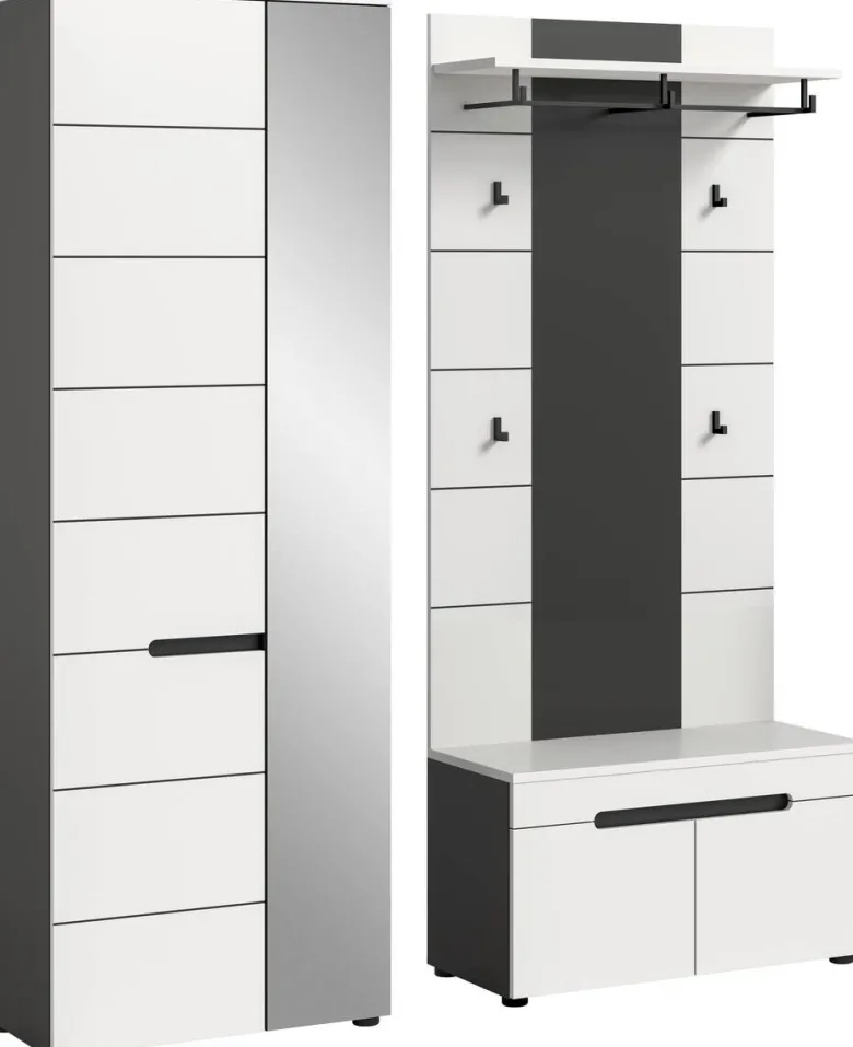 Garderobe Canu basaltgrau Nachbildung weiß B/H/T: ca. 160x190x37 cm
