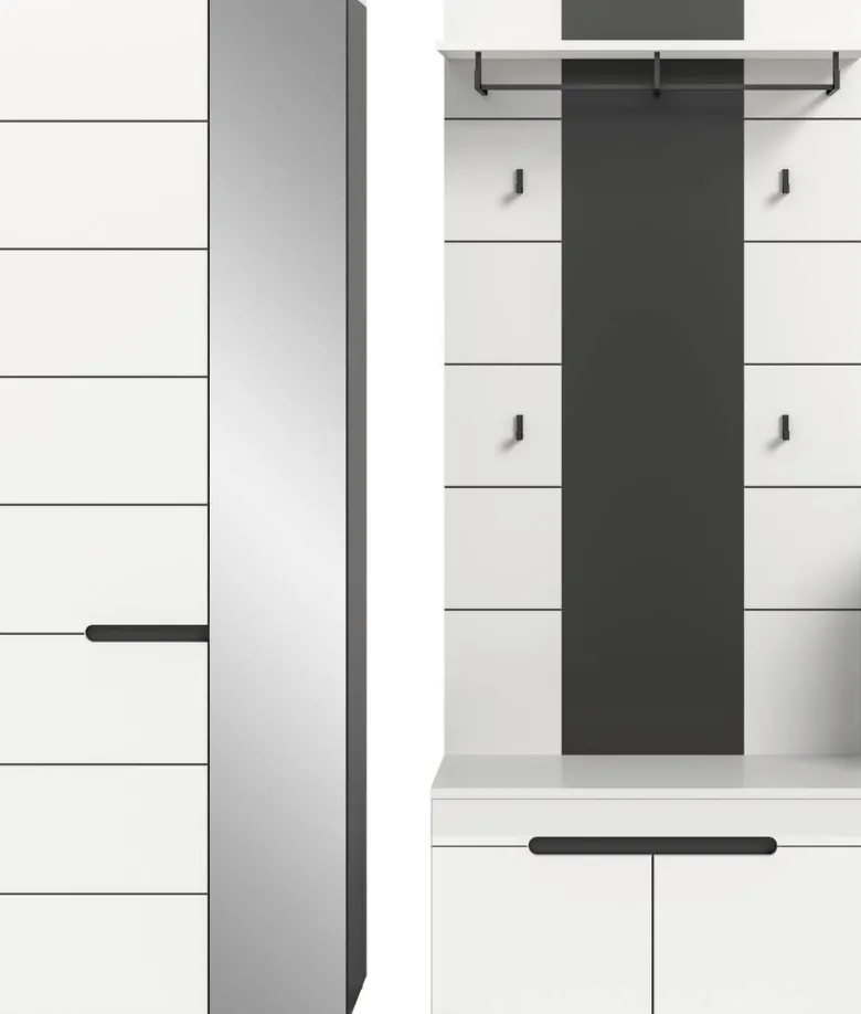 Garderobe Canu basaltgrau Nachbildung weiß B/H/T: ca. 160x190x37 cm