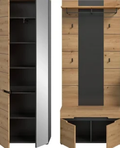 Garderobe Canu basaltgrau Nachbildung Artisan Nachbildung B/H/T: ca. 160x190x37 cm