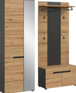 Garderobe Canu basaltgrau Nachbildung Artisan Nachbildung B/H/T: ca. 160x190x37 cm