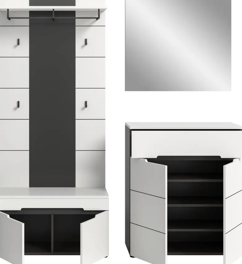 Garderobe Canu basaltgrau Nachbildung weiß B/H/T: ca. 175x190x37 cm