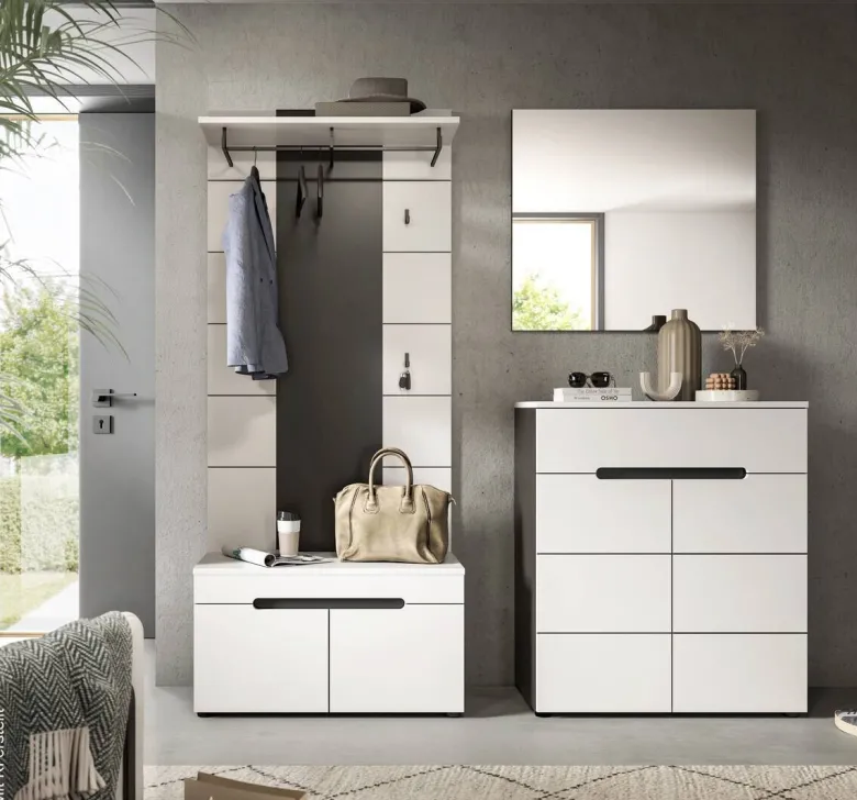 Garderobe Canu basaltgrau Nachbildung weiß B/H/T: ca. 175x190x37 cm