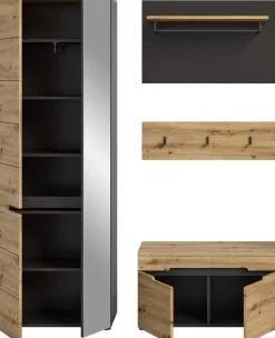 Garderobe CANU edles Basaltgrau Nachbildung Eiche Artisan Nachbildung B/H/T: ca. 160x190x37 cm