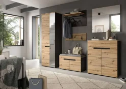 Garderobe CANU edles Basaltgrau Nachbildung Eiche Artisan Nachbildung B/H/T: ca. 160x190x37 cm