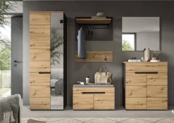 Garderobe CANU edles Basaltgrau Nachbildung Eiche Artisan Nachbildung B/H/T: ca. 255x190x37 cm
