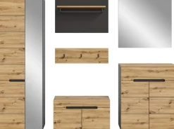 Garderobe CANU edles Basaltgrau Nachbildung Eiche Artisan Nachbildung B/H/T: ca. 255x190x37 cm