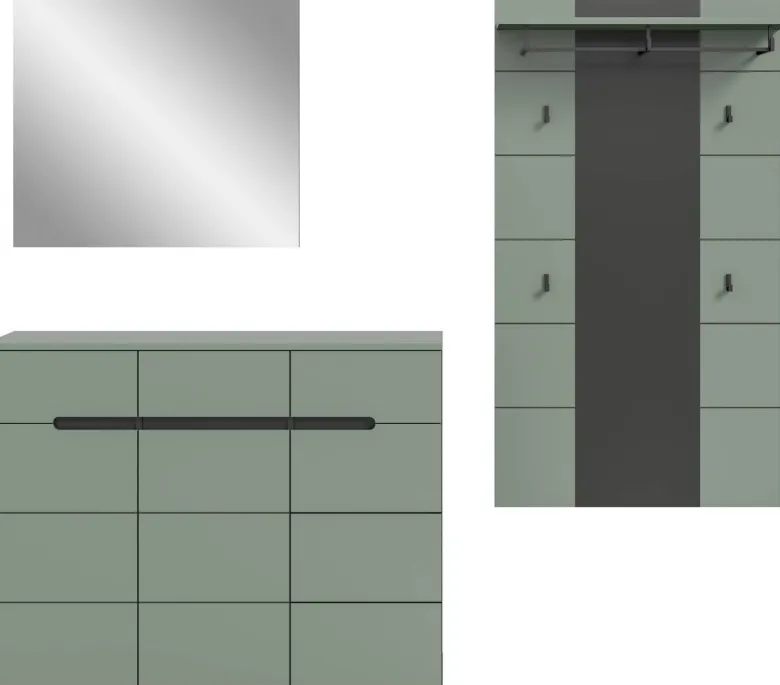 Garderobe Canu grün basaltgrau Nachbildung B/H/T: ca. 215x190x37 cm