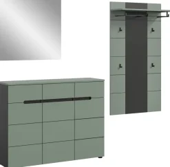 Garderobe Canu grün basaltgrau Nachbildung B/H/T: ca. 215x190x37 cm