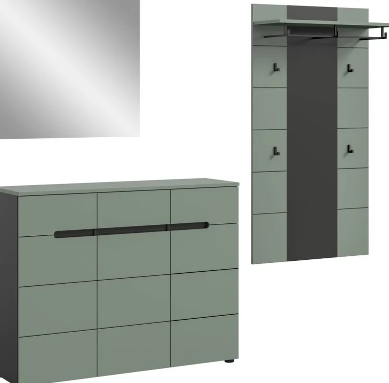Garderobe Canu grün basaltgrau Nachbildung B/H/T: ca. 215x190x37 cm