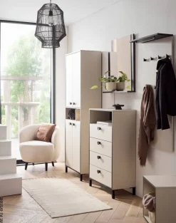 Garderobenhaken Edda beige hell B/H/T: ca. 50x120,6x20,9 cm