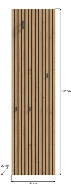 Garderobenpaneel Delton Eiche Artisan Nachbildung B/H/T: ca. 51x192x22 cm