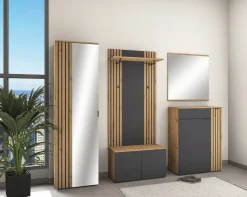 Garderobenpaneel Lagos Eiche Artisan Nachbildung anthrazit B/H/T: ca. 80x150x28 cm