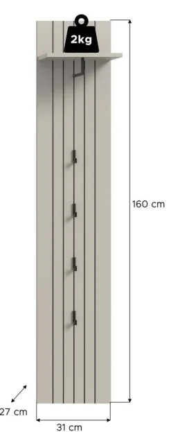 Garderobenpaneel STATION Cashmere B/H/T: ca. 31x27x160 cm