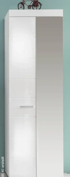 Garderobenschrank Amanda weiß Hochglanz B/H/T: ca. 62x195x38 cm