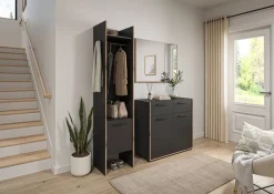 Garderobenschrank Bueno Basalt Nox Oak Nachbildung B/H/T: ca. 42x189x37 cm