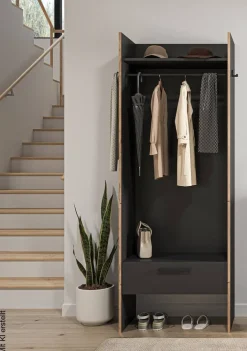Garderobenschrank Bueno Basalt Nox Oak Nachbildung B/H/T: ca. 70x189x37 cm