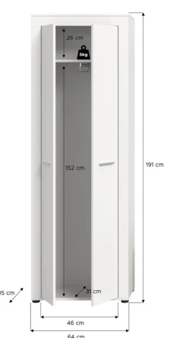 Garderobenschrank JAM weiß B/H/T: ca. 64x191x35 cm