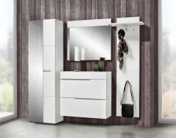 Garderobenschrank Mailand weiß weiß Hochglanz B/H/T: ca. 60x202x35 cm