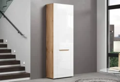 Garderobenschrank Marlon Eiche Evoke Coast Nachbildung weiß Hochglanz B/H/T: ca. 65x200x38 cm