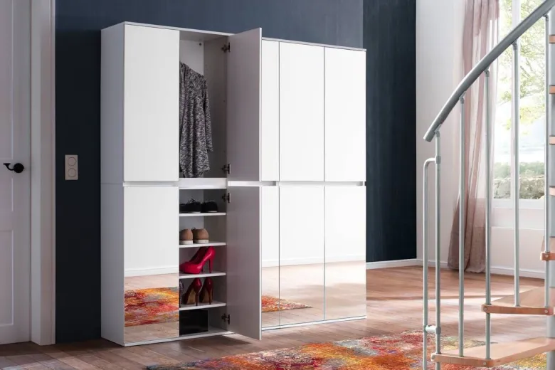 Garderobenschrank Mirror weiß B/H/T: ca. 185x191x34 cm