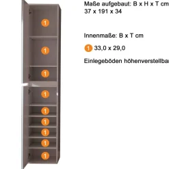 Garderobenschrank Mirror weiß B/H/T: ca. 37x191x34 cm
