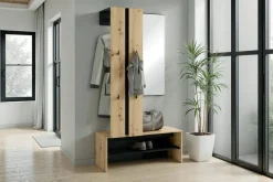 Garderobenset NANTE Eiche schwarz B/H/T: ca. 100x186x40 cm