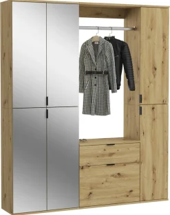 Garderobe PROJEKT Eiche Artisan Nachbildung Spiegel B/H/T: ca. 152x193x34 cm