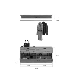 Garderobe PROJEKT Eiche Artisan Nachbildung B/H/T: ca. 212x193x34 cm