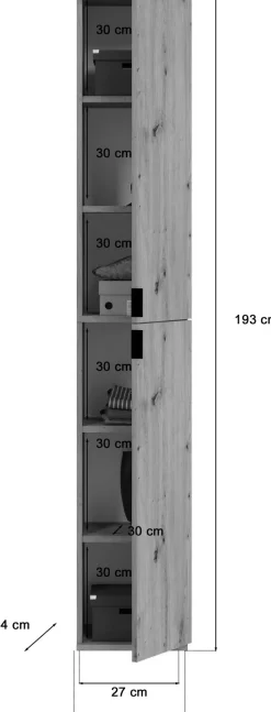Garderobe PROJEKT Eiche Artisan Nachbildung Spiegel B/H/T: ca. 121x193x34 cm