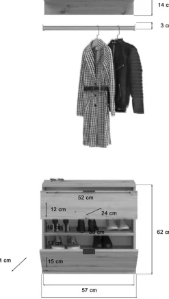 Garderobe PROJEKT Eiche Artisan Nachbildung Spiegel B/H/T: ca. 183x193x34 cm