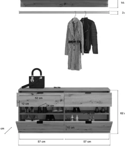 Garderobe PROJEKT Eiche Artisan Nachbildung Spiegel B/H/T: ca. 273x193x34 cm