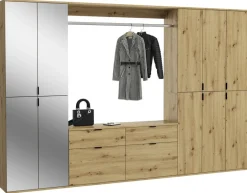 Garderobe PROJEKT Eiche Artisan Nachbildung Spiegel B/H/T: ca. 273x193x34 cm