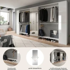 Garderobe PROJEKT X weiß weiß Hochglanz B/H/T: ca. 341x191x37 cm
