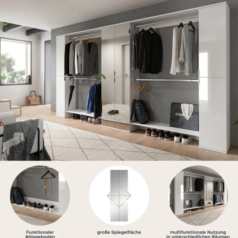 Garderobe PROJEKT X weiß weiß Hochglanz B/H/T: ca. 341x191x37 cm