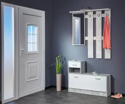 Garderobe Rudolf Beton Optik weiß B/H/T: ca. 100x180x25 cm