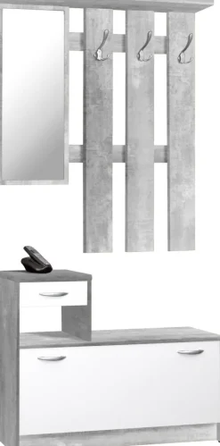 Garderobe Rudolf Beton Optik weiß B/H/T: ca. 100x180x25 cm
