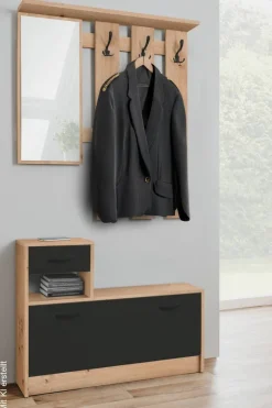 Garderobe Rudolf Eiche Artisan Nachbildung schwarz B/H/T: ca. 100x180x25 cm