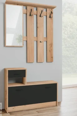 Garderobe Rudolf Eiche Artisan Nachbildung schwarz B/H/T: ca. 100x180x25 cm