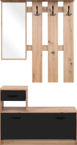 Garderobe Rudolf Eiche Artisan Nachbildung schwarz B/H/T: ca. 100x180x25 cm